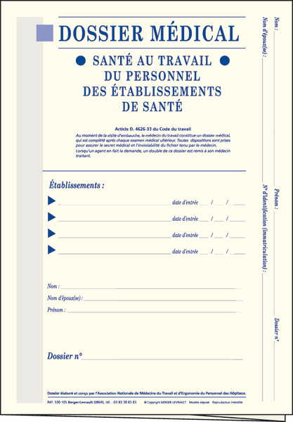 Achat dossier médical standard, dossier suivi patient - Luquet