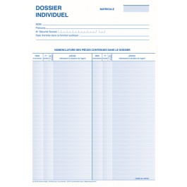 Chemise cartonnée, pour constituer le dossier individuel du personnel - impression bleue