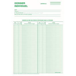 Chemise cartonnée, pour constituer le dossier individuel du personnel - impression verte