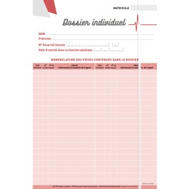 Chemise pour constituer le dossier individuel du personnel, en polypropylène blanc RECYCLE - PP R100 - impressions noire et corail - élastique blanc vertical - dos jusqu'à 5,5 cm