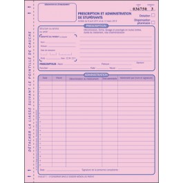 Carnet de prescription et d'administration de stupéfiants