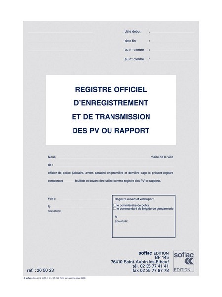 Registre de by Editions FR, registre de police friperie