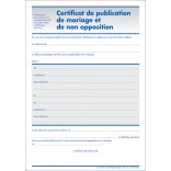 Certificat de publication de mariage et de non opposition - Format 14,8 x 21 cm