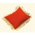 Réf. 280112-S : Coussin tissu ottoman rouge avec franges dorées
